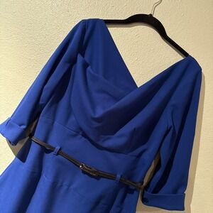 Black Halo 3/4 Sleeve Jackie O Dress Blue Classic, Career Wear, Cocktail Sz 10
